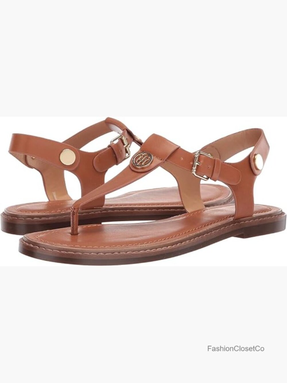 Faux Leather T-Strap Platform Sandals with Buckle Closure